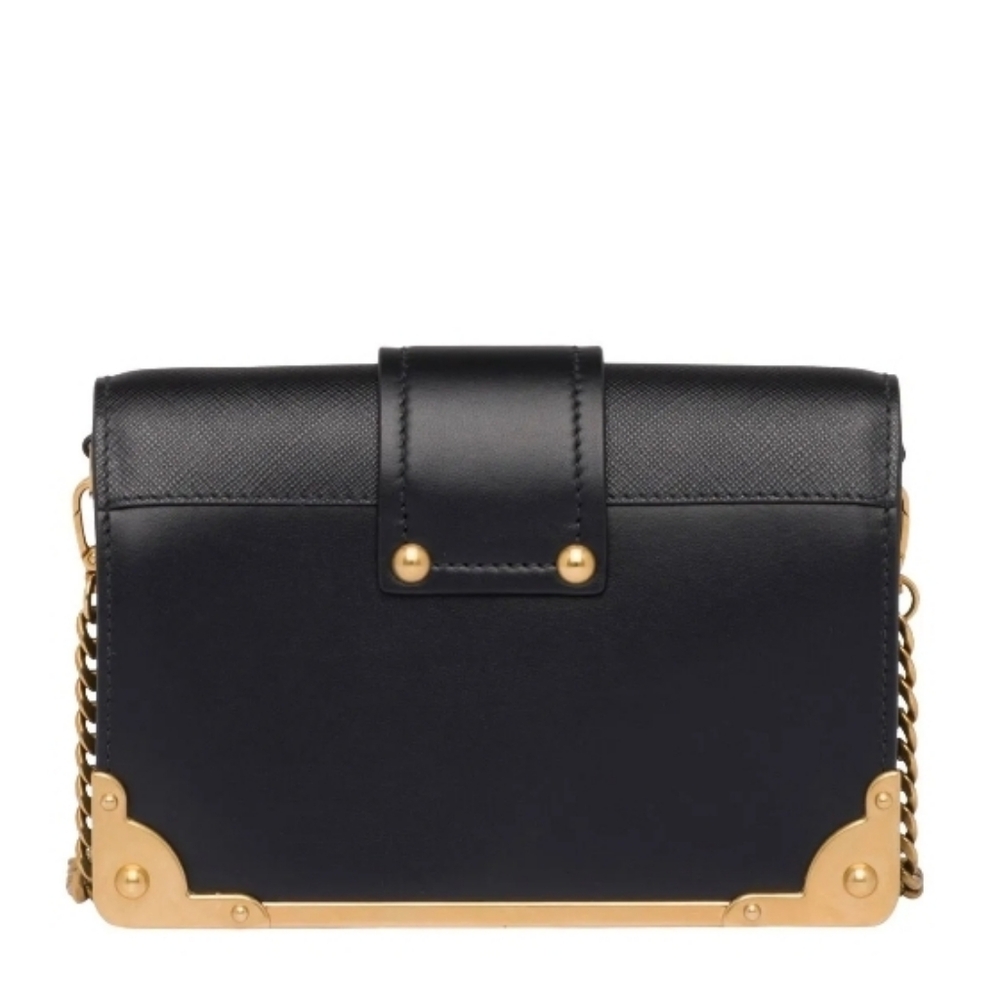 Brand New! RARE! Authenticated Prada CAHIER BAG Black and Gold Chain Bag. - Picture 2 of 16